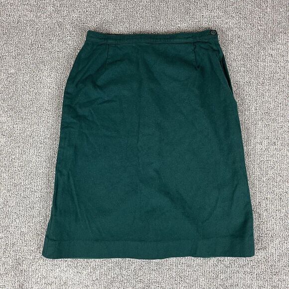 Vintage Pendleton Skirt Womens Fourteen 70s 80s Midi A Line Wool Retro Green - Picture 10 of 11